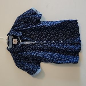 Ben Sherman sz 18 XL Big Boy dark blue paisley short sleeve button up shirt